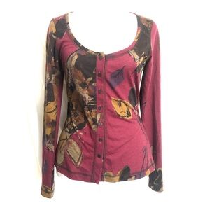 Sandwich Floral Long Sleeve Button-Up Top